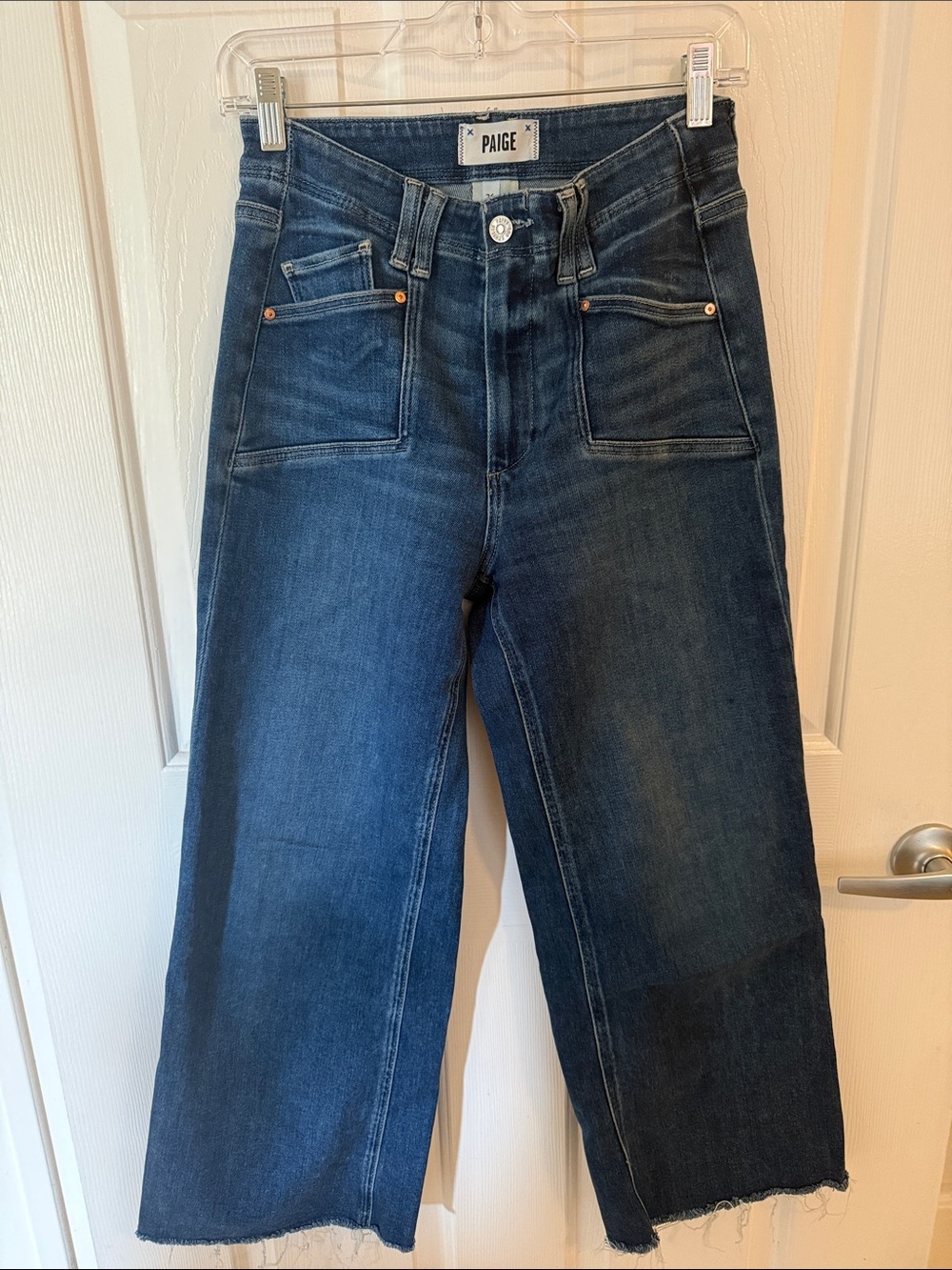 PAIGE Anessa High Rise Indigo Wide-Leg Cropped Jeans
